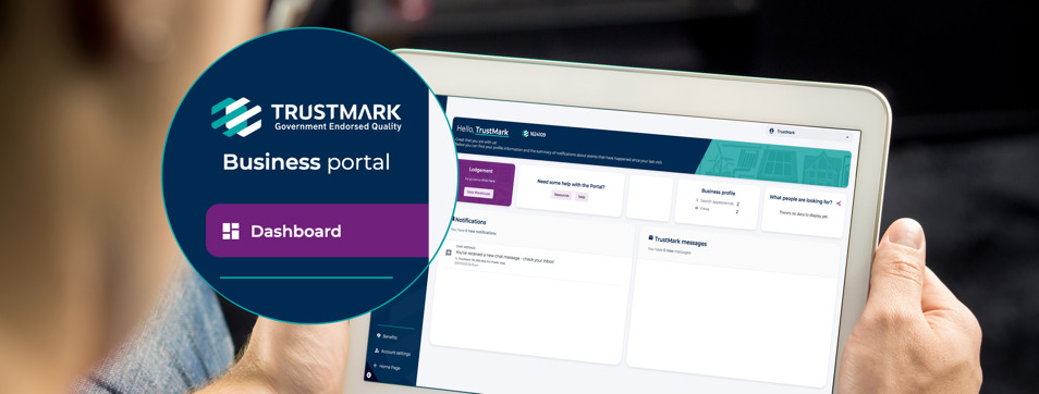 Tablet view of the TrustMark business portal