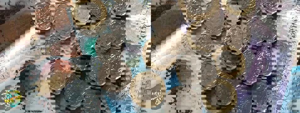 British pound coins and notes
