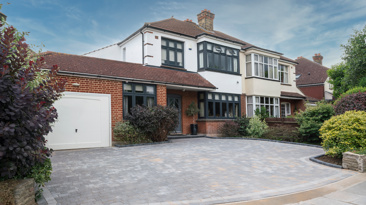 A newly constructed driveway to a house