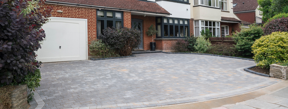 A newly constructed driveway to a house