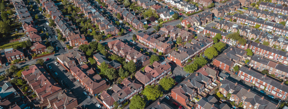 Birdseye view of houses